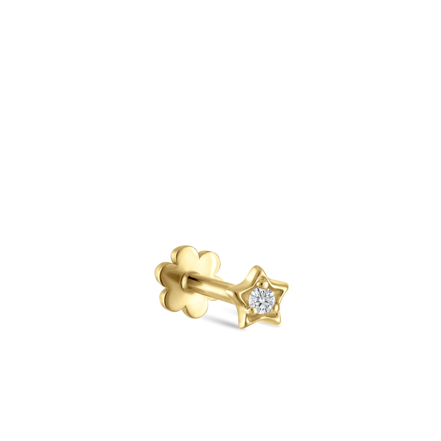 Diamond Solitaire Star Threaded Stud Earring