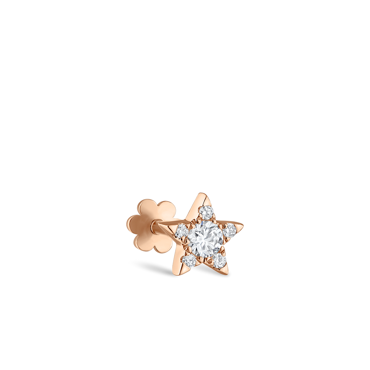 Diamond Star Threaded Stud Earring