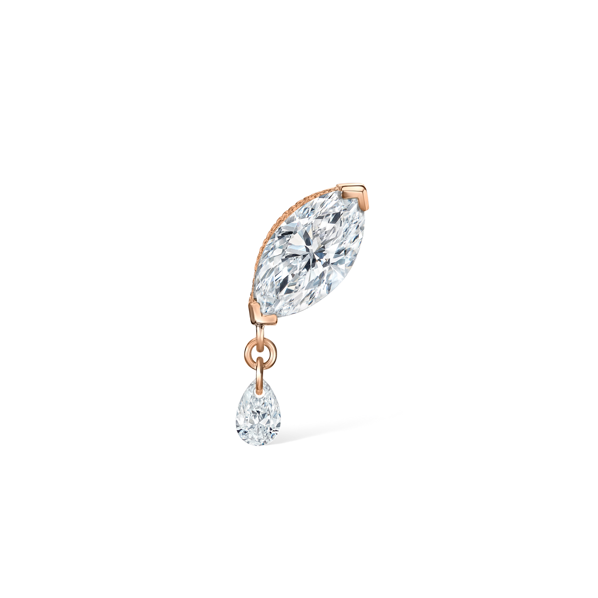 Single Teardrop Marquise Diamond Threaded Stud Earring