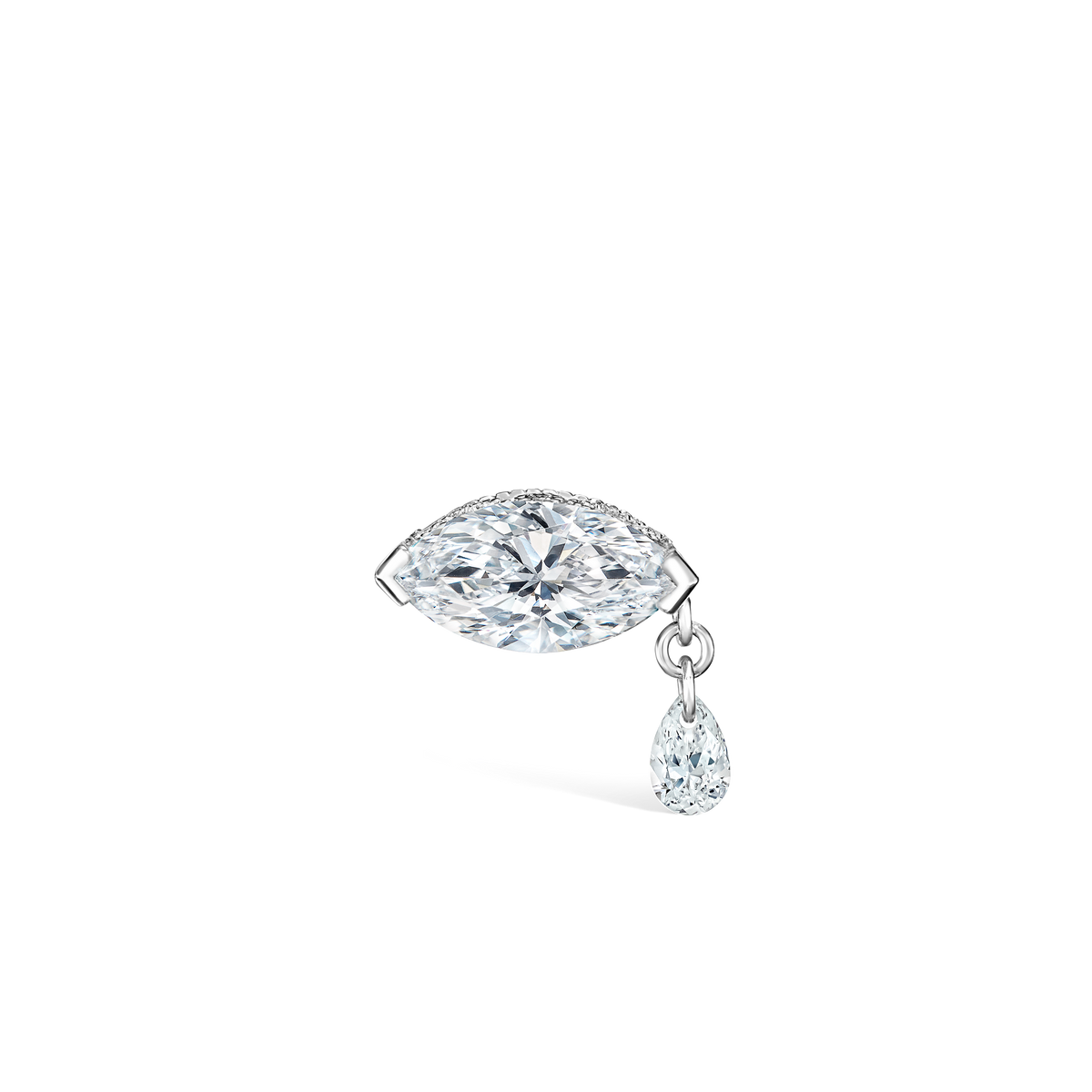 Single Teardrop Marquise Diamond Threaded Stud Earring