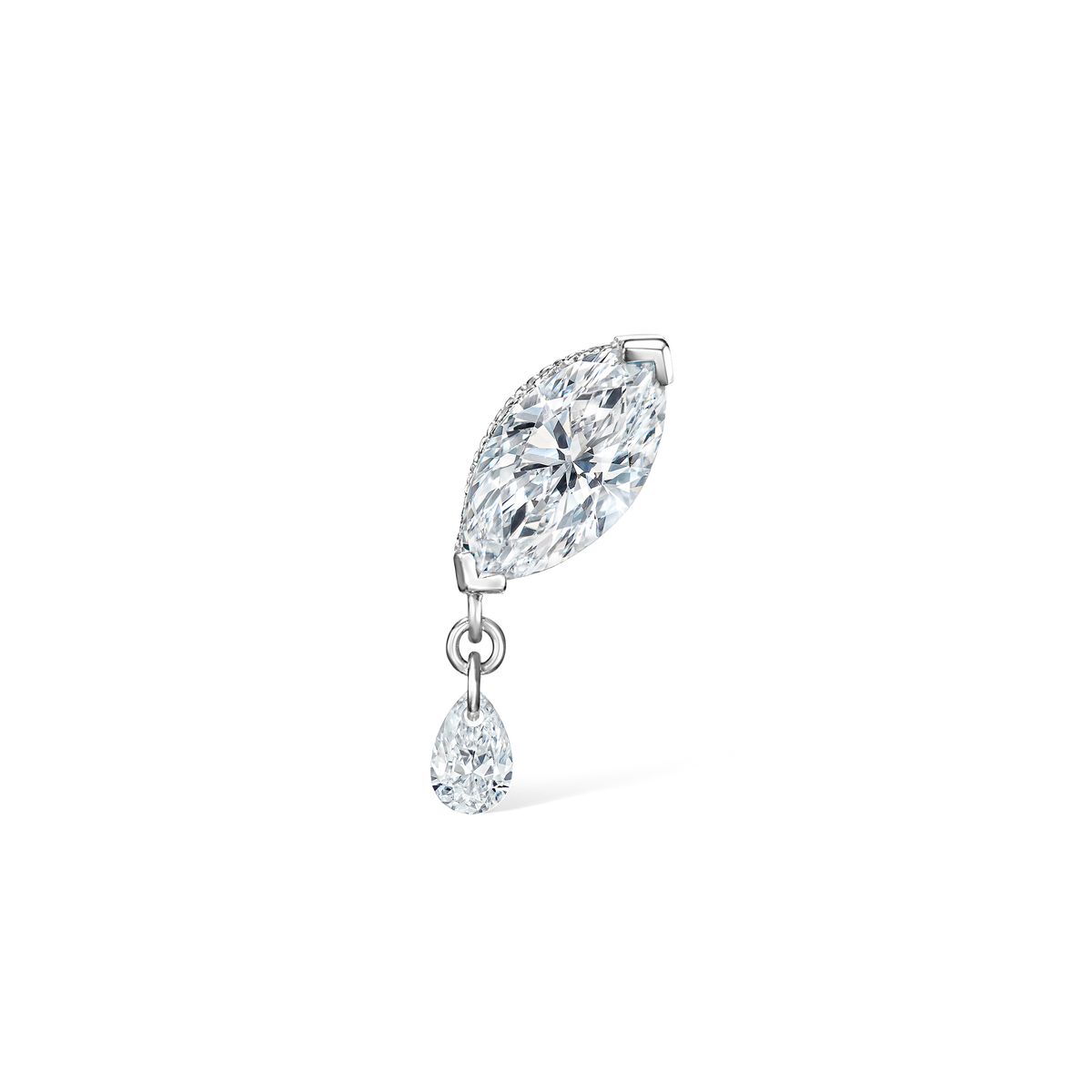 Single Teardrop Marquise Diamond Threaded Stud Earring