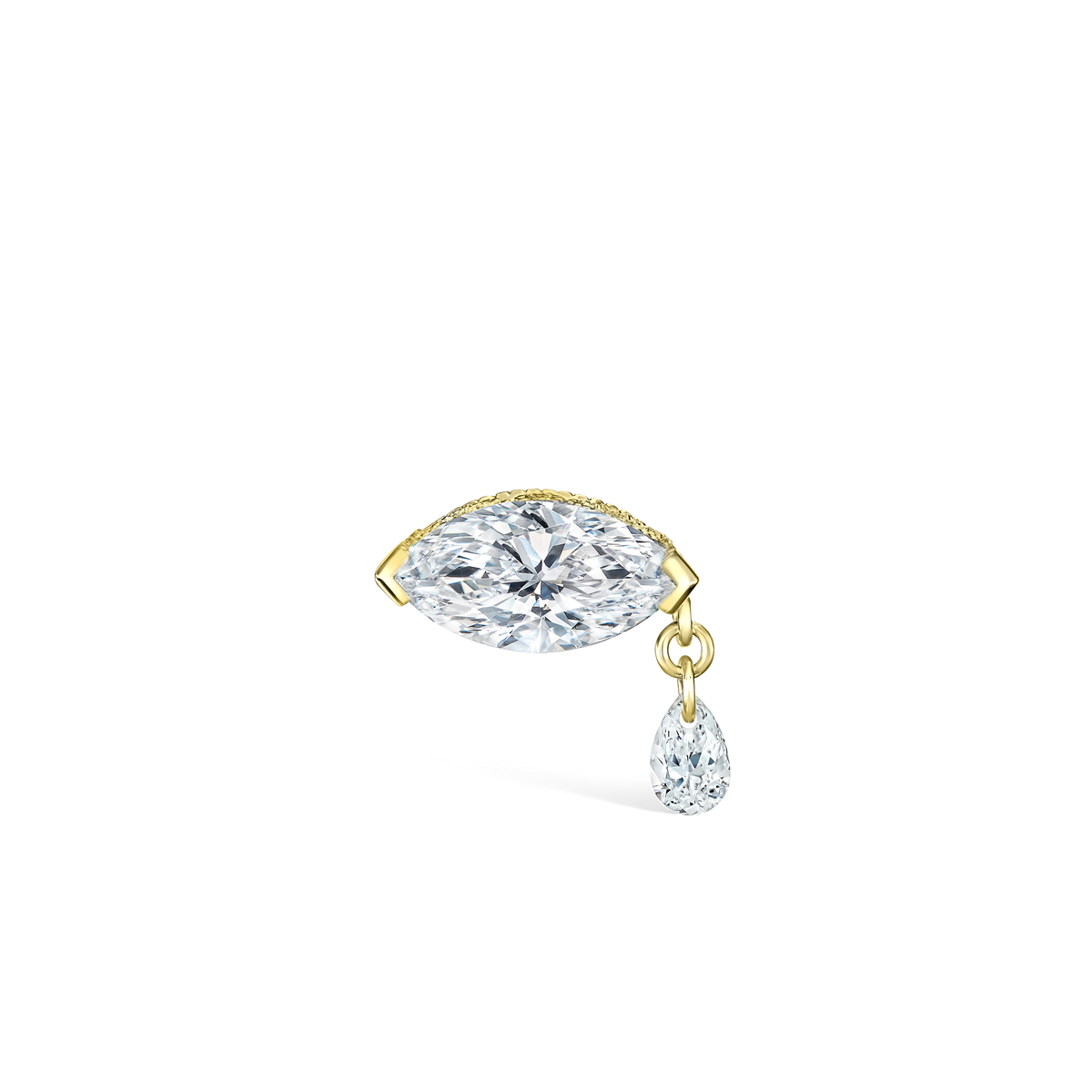 Single Teardrop Marquise Diamond Threaded Stud Earring