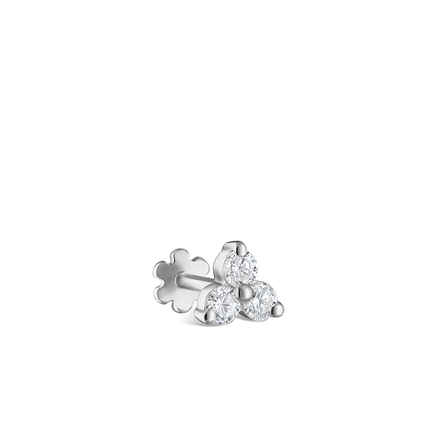 Diamond Trinity Threaded Stud Earring