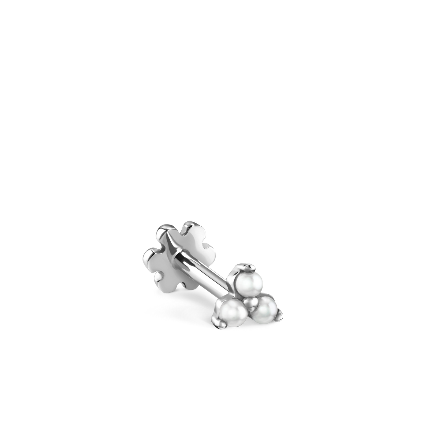 Pearl Trinity Threaded Stud Earring