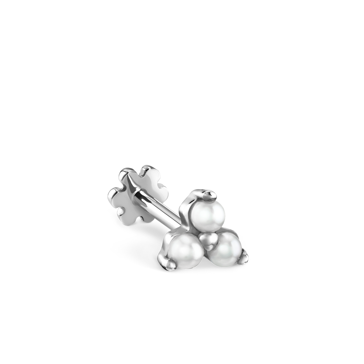 Pearl Trinity Threaded Stud Earring
