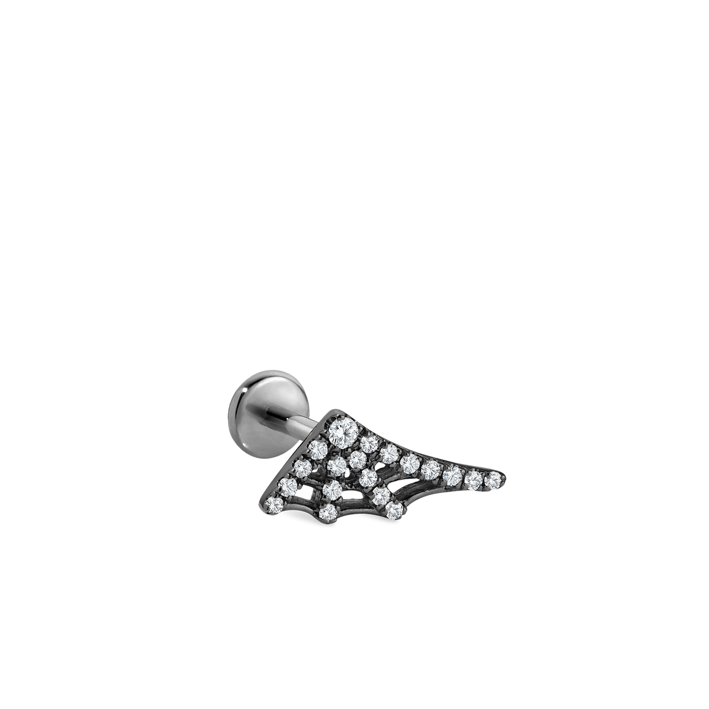 Diamond Web Threaded Stud Earring With Titanium Backing