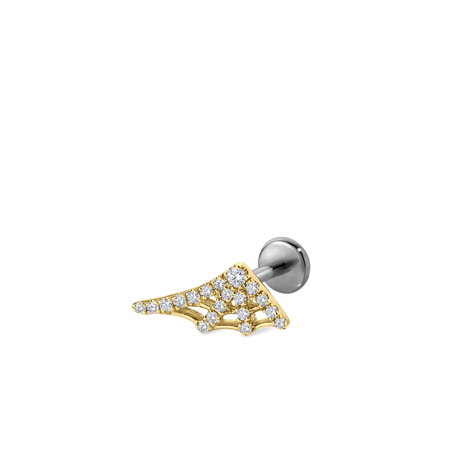 Diamond Web Threaded Stud Earring With Titanium Backing
