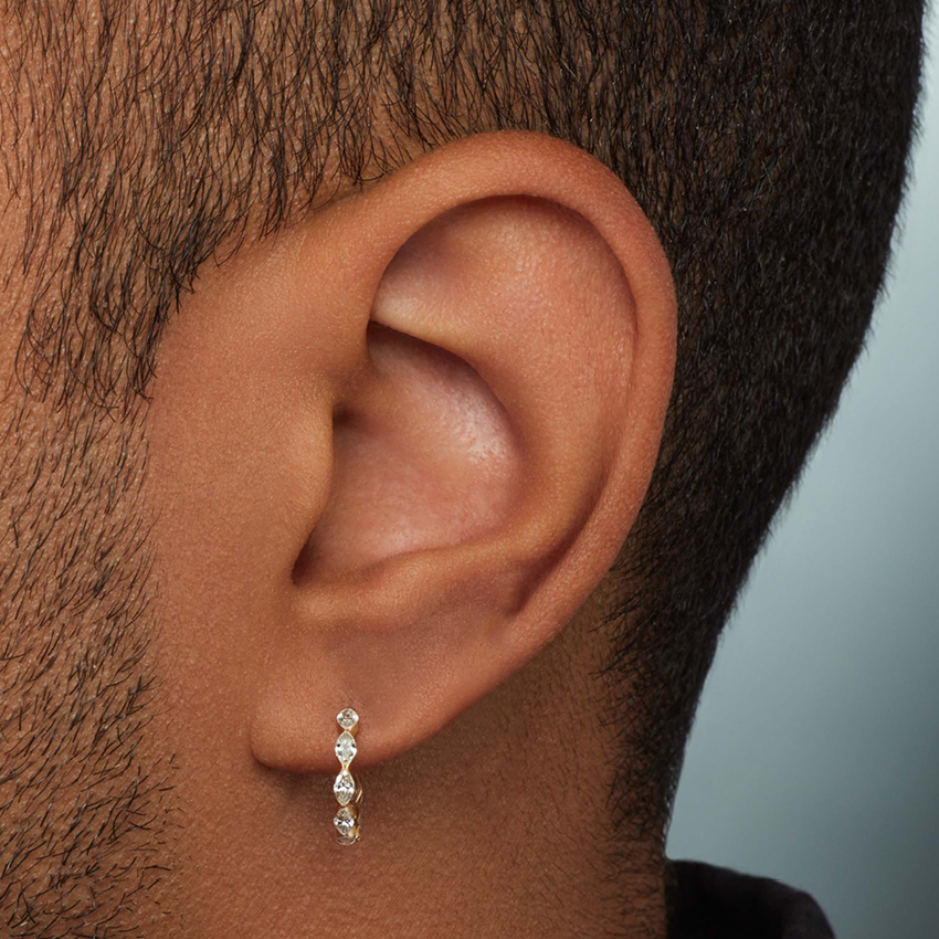 Invisible Set Diamond Marquise Eternity Hoop Earring