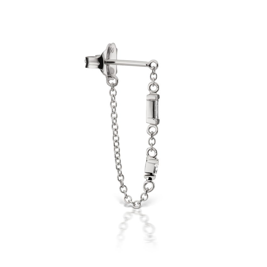 Baguette and Triangle Diamond Chain Wrap Stud Earring