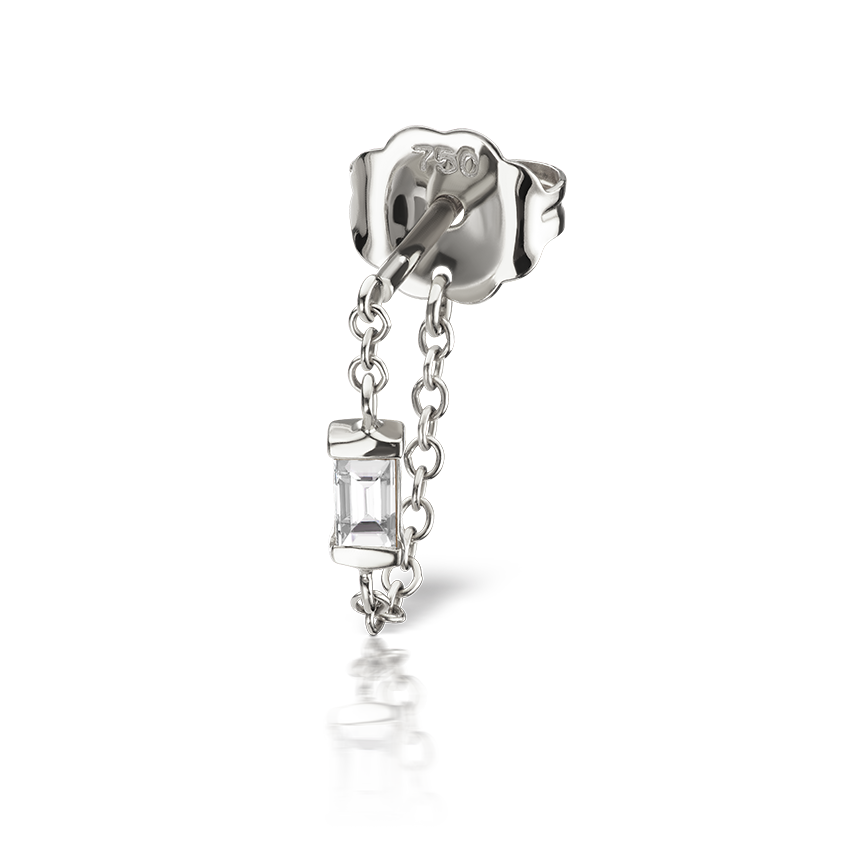 Baguette Diamond Chain Wrap Stud Earring
