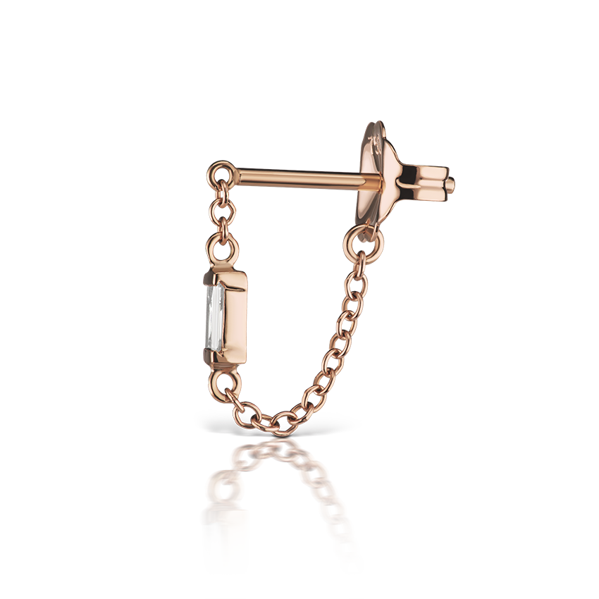 Baguette Diamond Chain Wrap Stud Earring