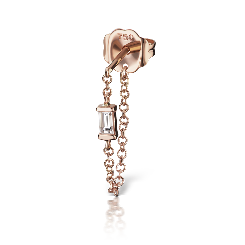 Baguette Diamond Chain Wrap Stud Earring