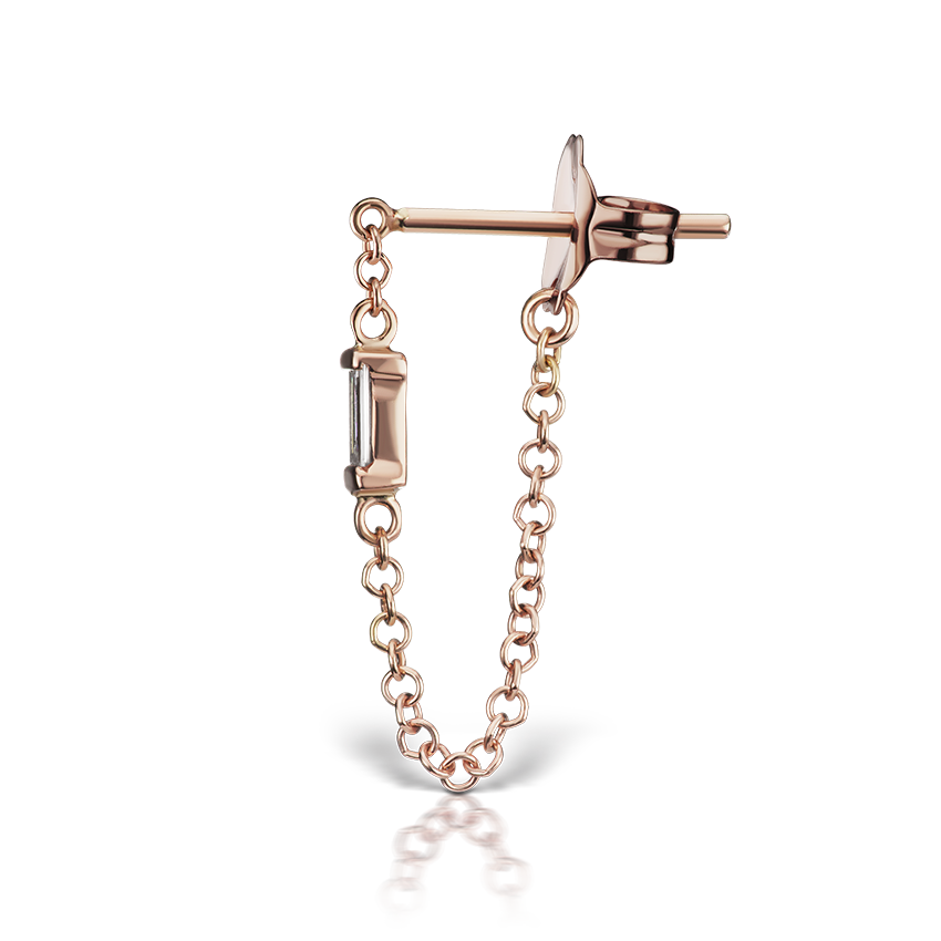 Baguette Diamond Chain Wrap Stud Earring