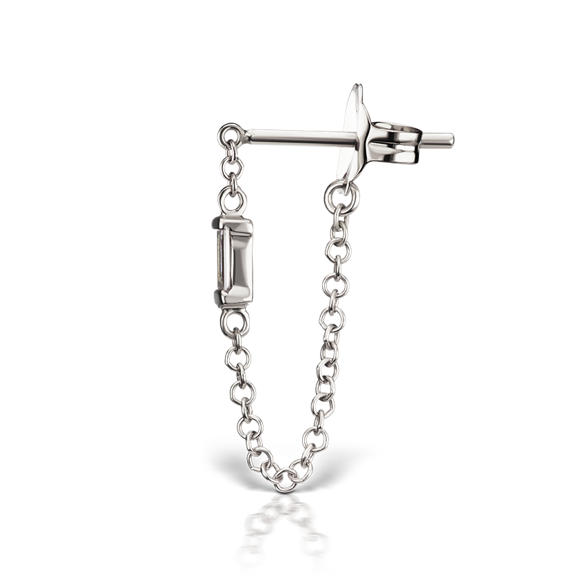 Baguette Diamond Chain Wrap Stud Earring