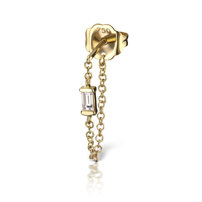 Baguette Diamond Chain Wrap Stud Earring