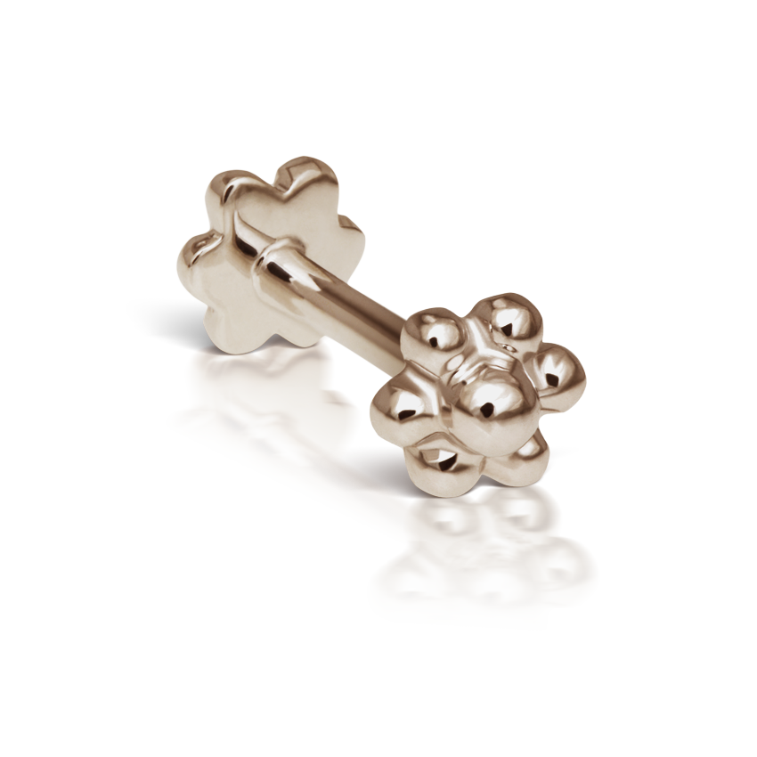 Ball Flower Threaded Stud Earring With Titanium Backing