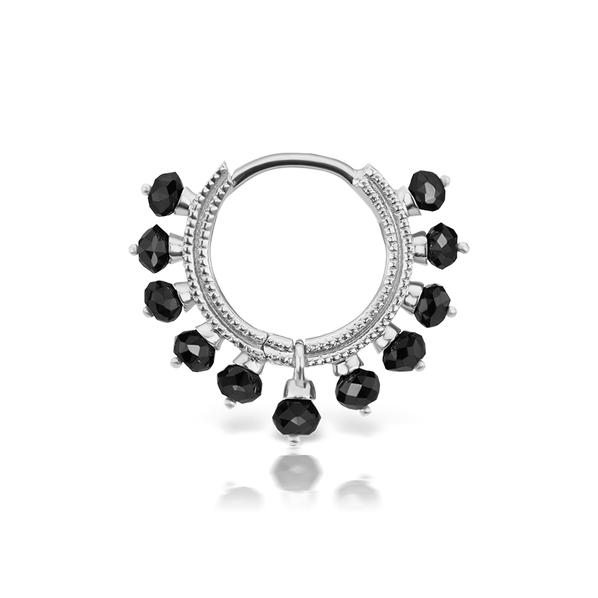 Black Diamond Coronet Hoop Earring