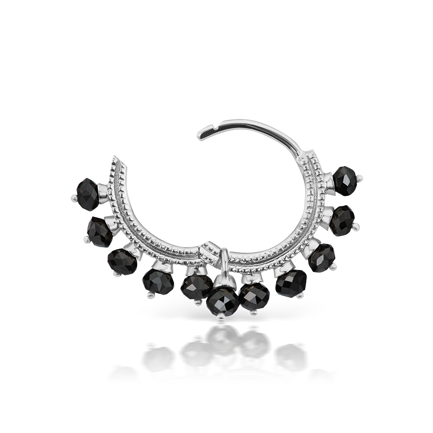 Black Diamond Coronet Hoop Earring
