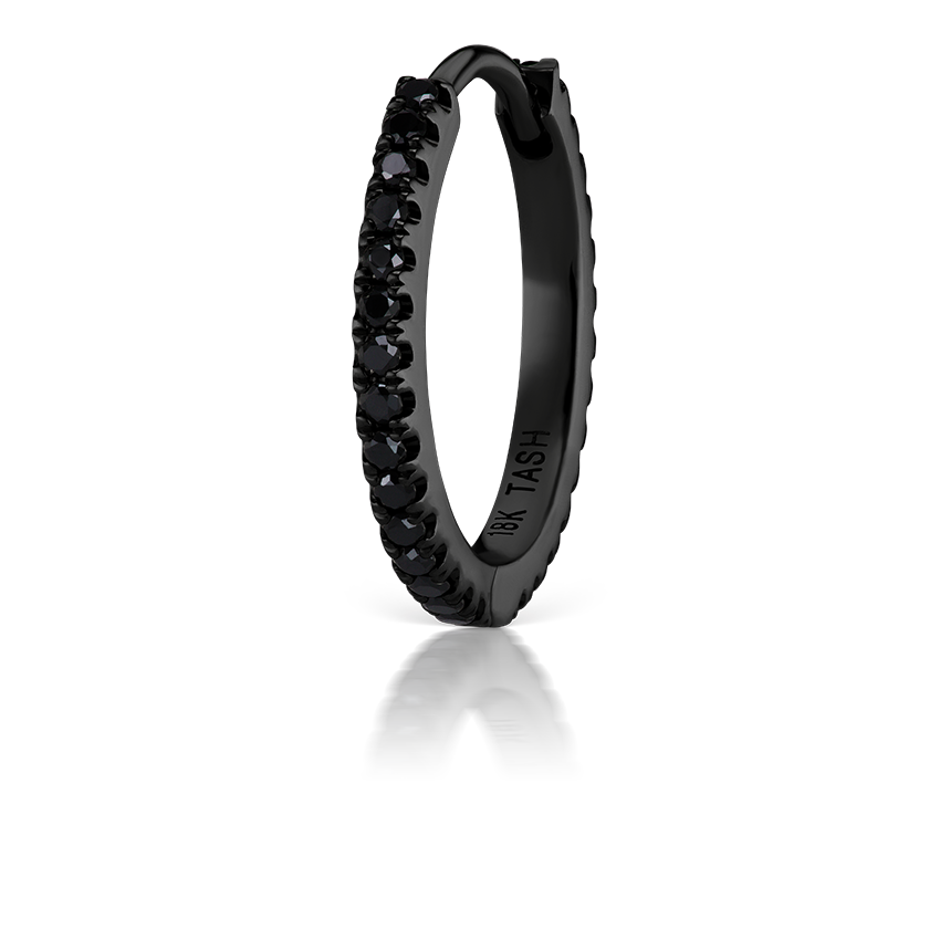 Black Diamond Eternity Hoop Earring