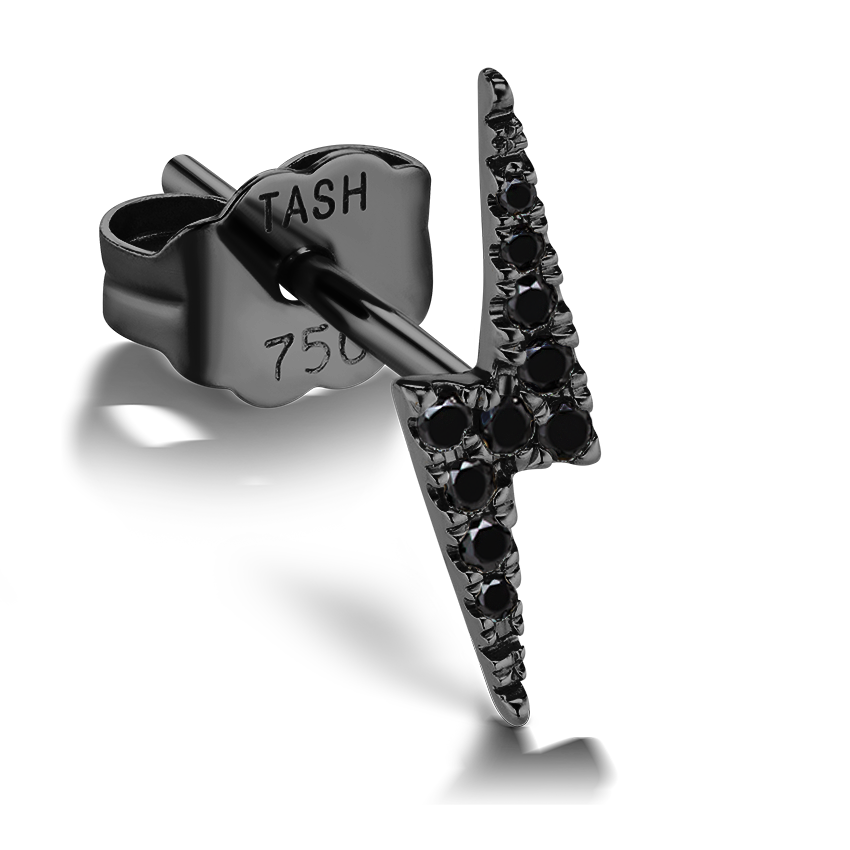 Black Diamond Lightning Bolt Stud Earring
