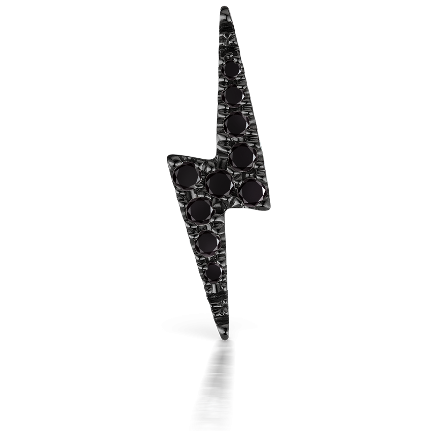 Black Diamond Lightning Bolt Threaded Stud Earring With Titanium Backing