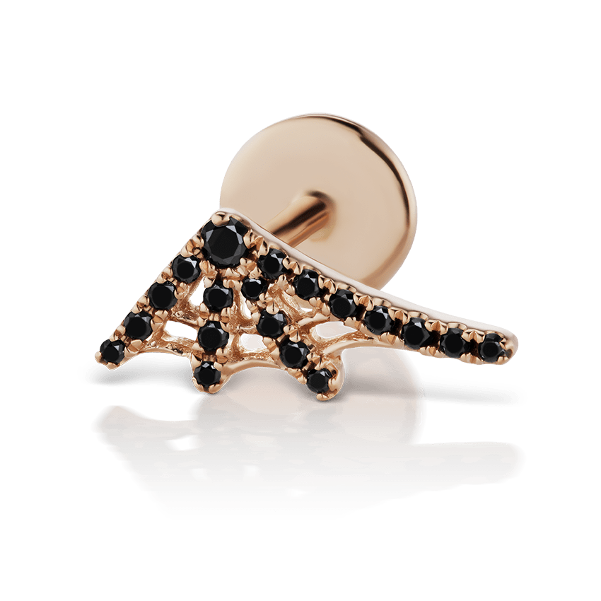 Black Diamond Web Threaded Stud Earring