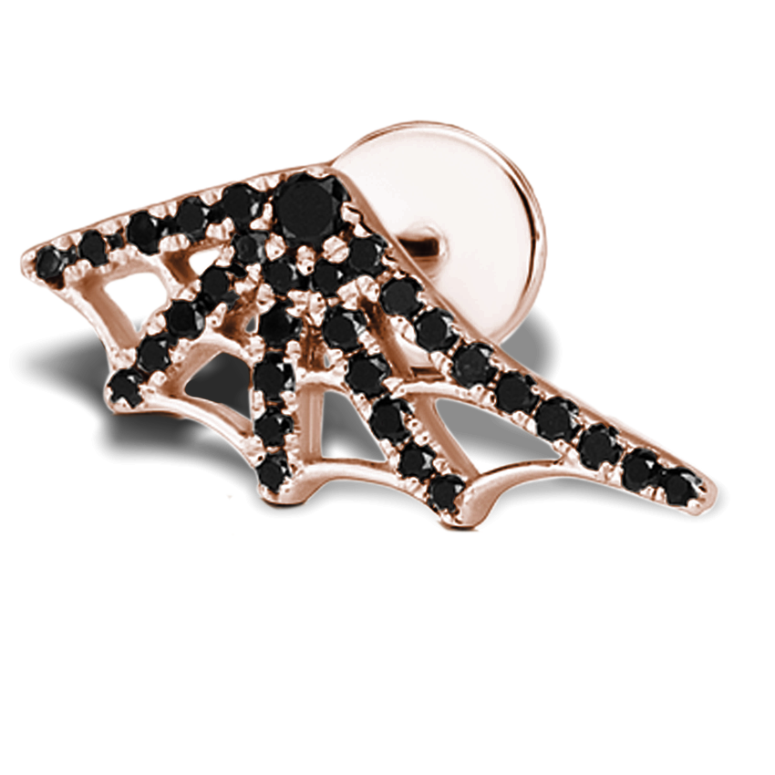 Black Diamond Web Threaded Stud Earring