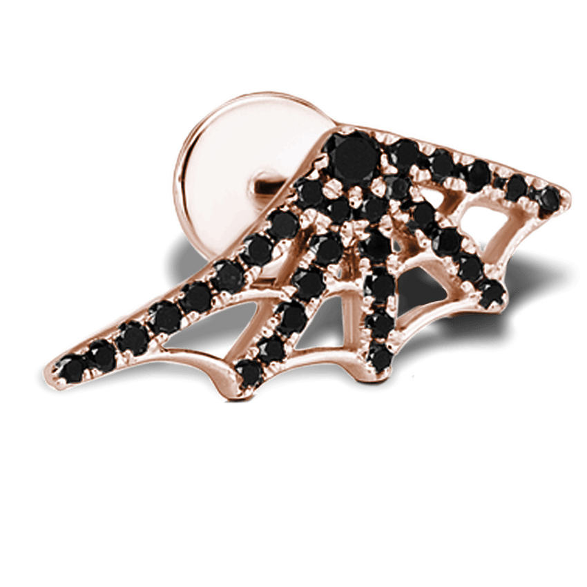 Black Diamond Web Threaded Stud Earring With Titanium Backing