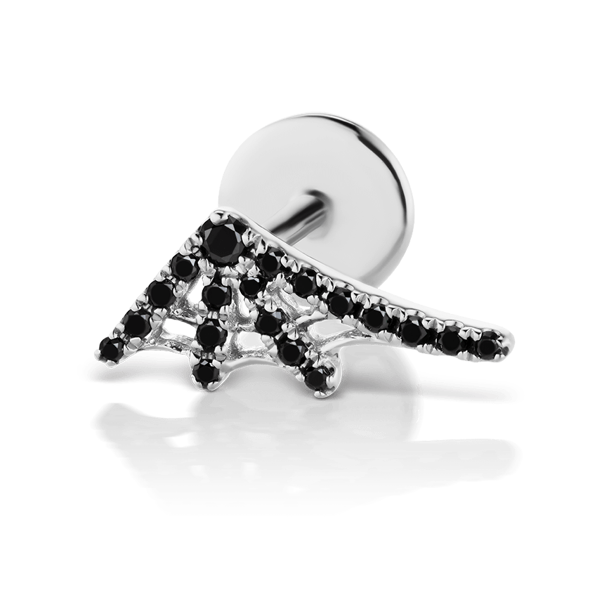 Black Diamond Web Threaded Stud Earring