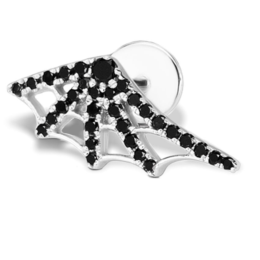 Black Diamond Web Threaded Stud Earring