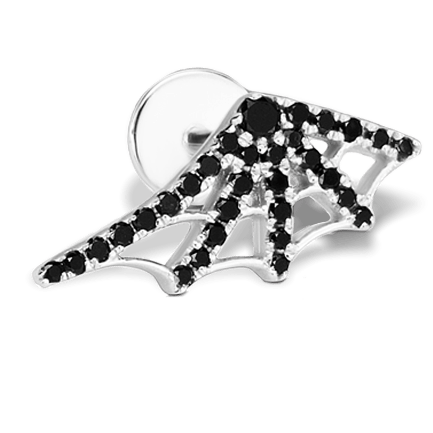 Black Diamond Web Threaded Stud Earring