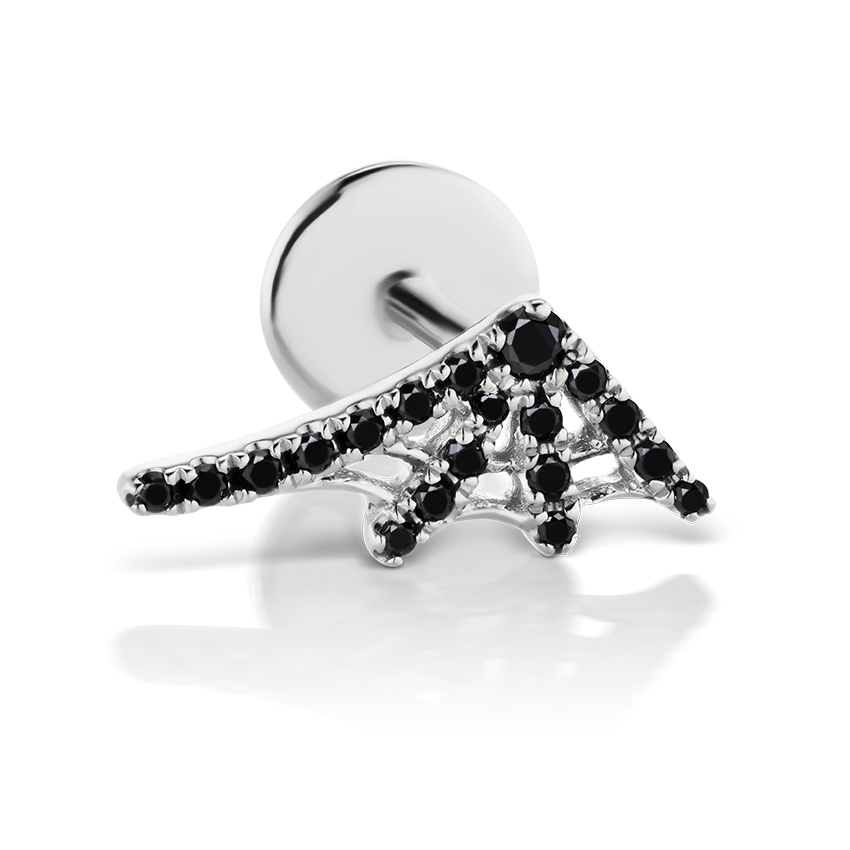 Black Diamond Web Threaded Stud Earring