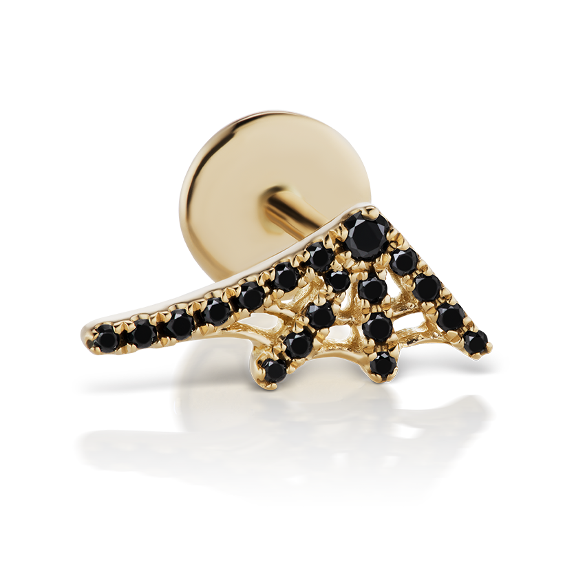 Black Diamond Web Threaded Stud Earring