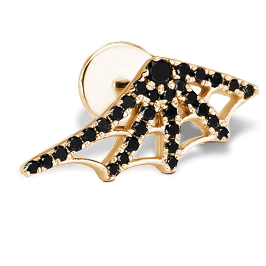 Black Diamond Web Threaded Stud Earring