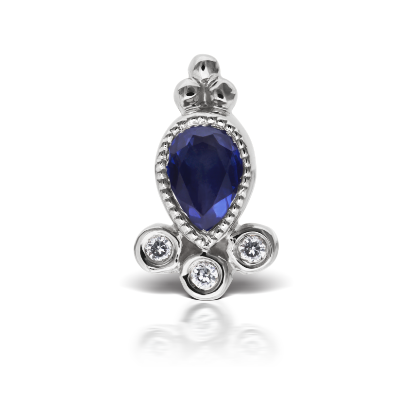 Blue Sapphire and Diamond Delia Threaded Stud Earring With Titanium Backing