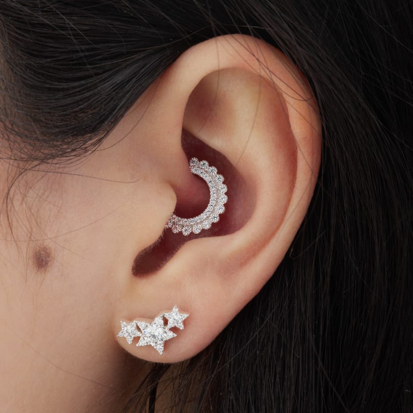 Diamond Apsara Hoop Earring