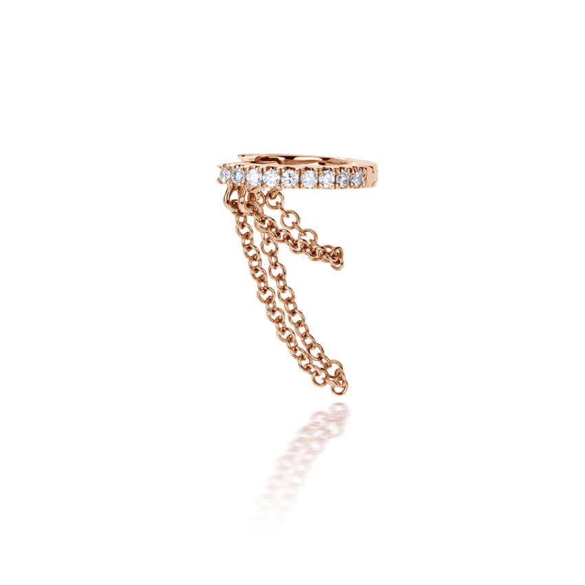 Diamond Eternity with Two Chains Hoop Earring