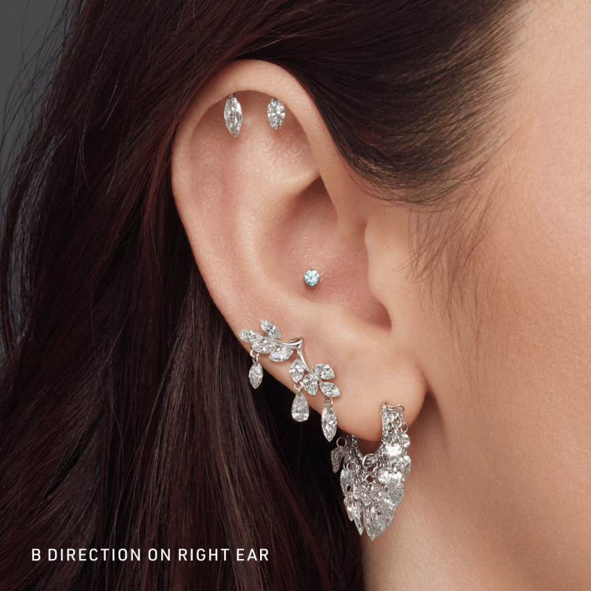 Diamond Vine Garland Threaded Stud Earring