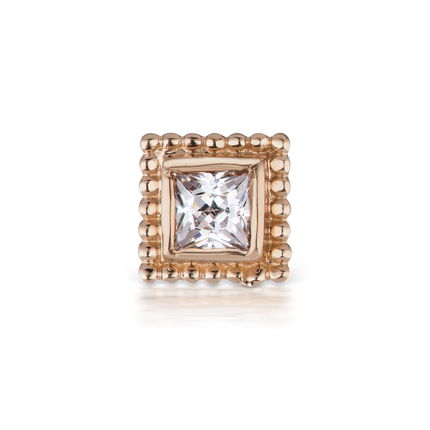 Cubic Zirconia Broken Braid Threaded Stud Earring With Titanium Backing