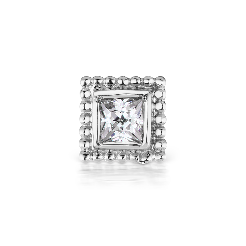 Cubic Zirconia Broken Braid Threaded Stud Earring With Titanium Backing