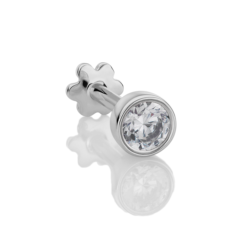 Cubic Zirconia Threaded Stud Earring With Titanium Backing