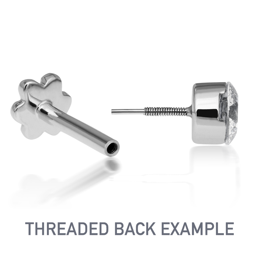 Cubic Zirconia Threaded Stud Earring With Titanium Backing