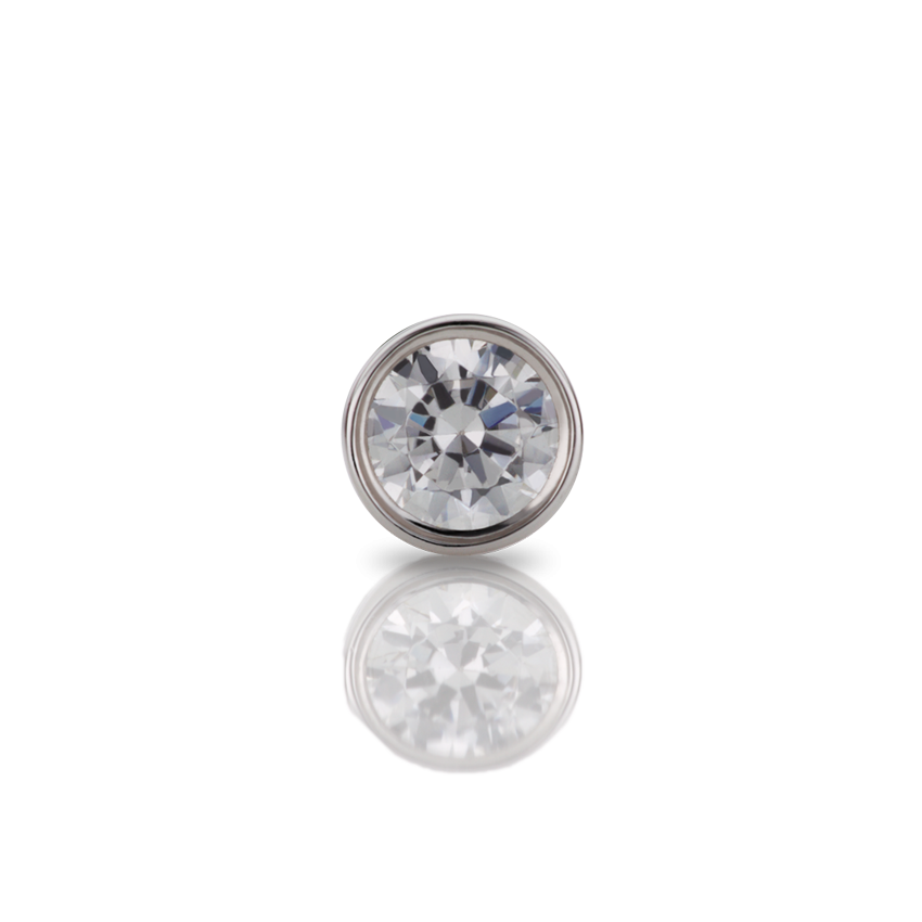 Cubic Zirconia Threaded Stud Earring With Titanium Backing