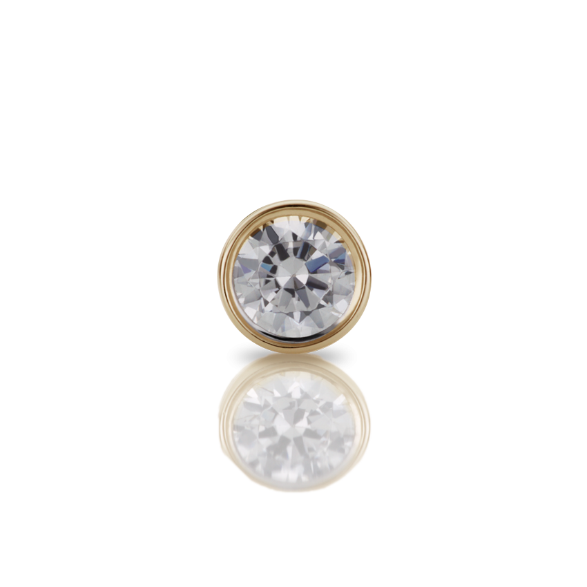 Cubic Zirconia Threaded Stud Earring With Titanium Backing