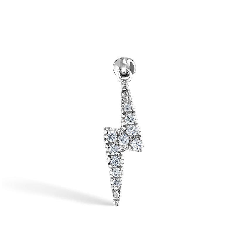 Diamond and Sapphire Lightning Bolt Threaded Charm Earring