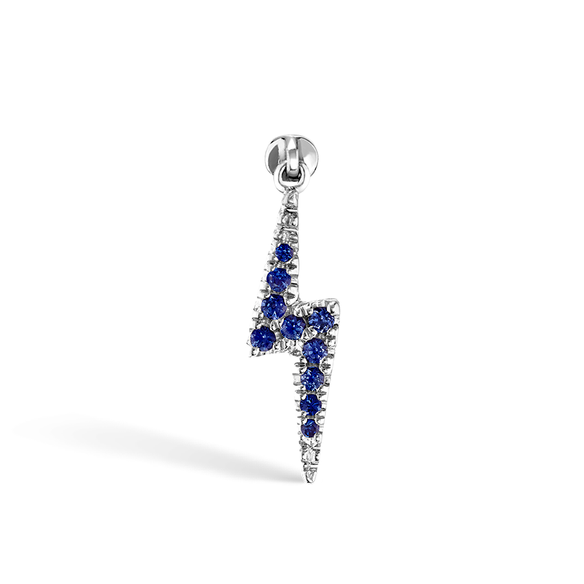 Diamond and Sapphire Lightning Bolt Threaded Charm Earring
