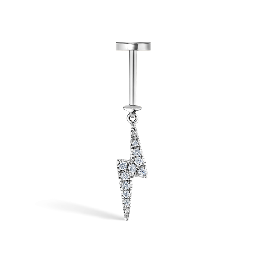 Diamond and Sapphire Lightning Bolt Threaded Charm Earring