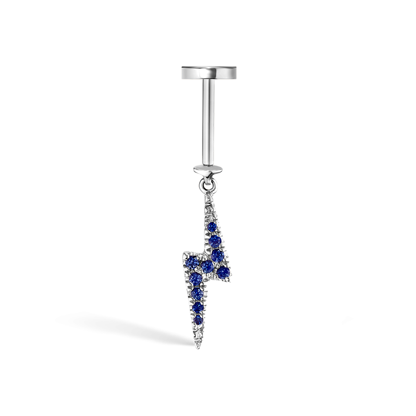 Diamond and Sapphire Lightning Bolt Threaded Charm Earring