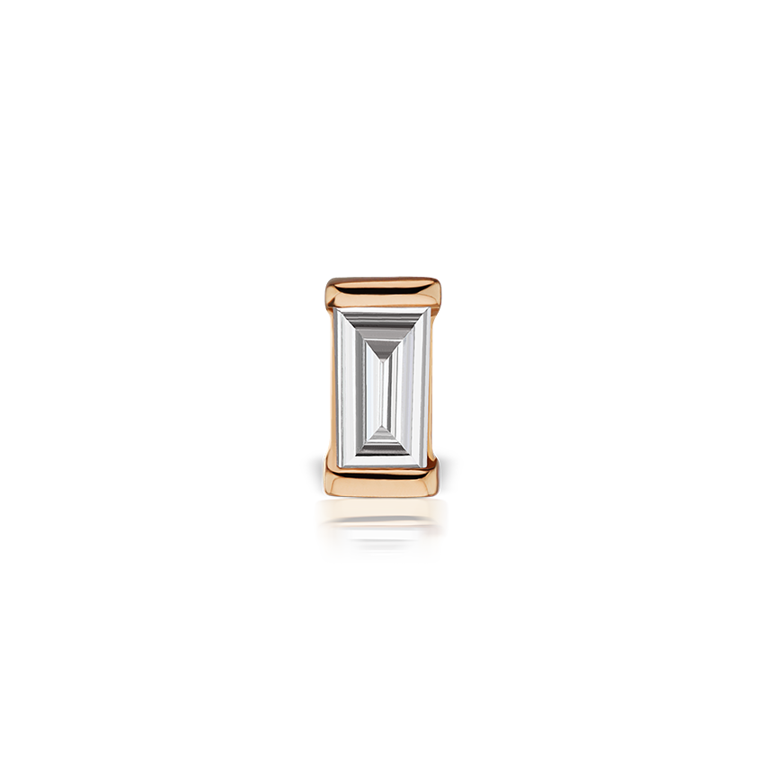 Diamond Baguette Threaded Stud Earring With Titanium Backing