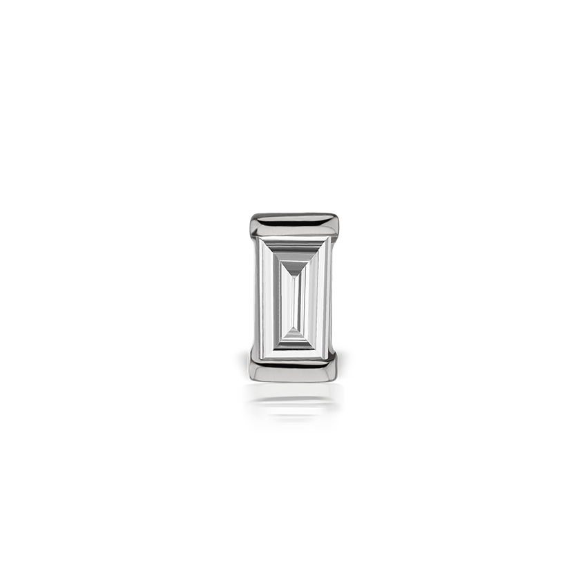 Diamond Baguette Threaded Stud Earring With Titanium Backing